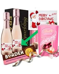Mini Prosecco Gift Set - 2 x Christmas Label Prosecco Rose Bottles