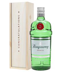 Tanqueray London Dry Gin Congratulations Gift In Wooden Box